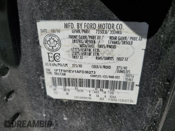 2014 Ford F-150 XL with VIN 1FTFW1ETXEKD15076, listed as a Copart auction lot 62792755 with 85,469 mi miles and Salvage title. Bid and sale history available at DreamBid. Image 12.