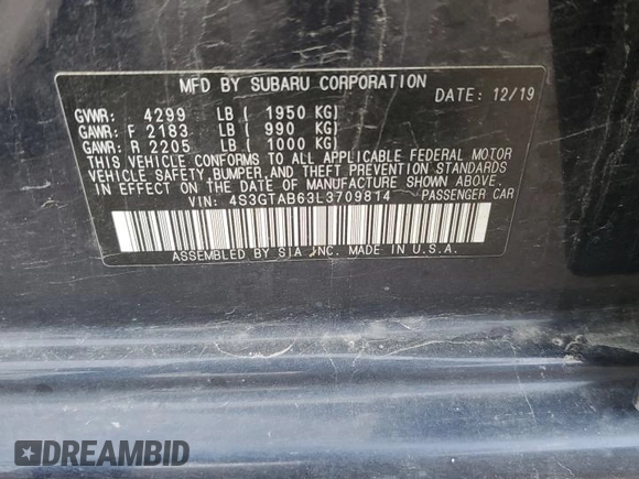 2020 Subaru Impreza z VIN 4S3GTAB63L3709814, wystawiony jako Copart lot #56999835 z przebiegiem 112 092 mil mil oraz Szkoda całkowita • Salvage title. Historia ofert i sprzedaży dostępna na DreamBid. Obrazek 12.