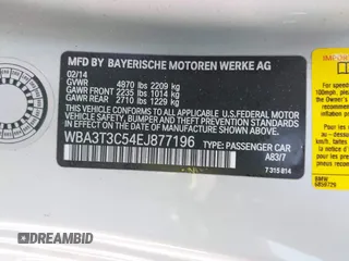 2014 BMW 4 Series 435i with VIN WBA3T3C54EJ877196, listed as a IAAI auction lot 42755387 with 113,172 mi miles and . Bid and sale history available at DreamBid. Image 9.