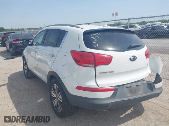 2015 Kia Sportage EX with VIN KNDPC3AC9F7790737, listed as a IAAI auction lot 42021494 with 112,621 mi miles and . Bid and sale history available at DreamBid. Image 3.