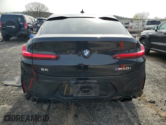 2024 BMW X4 M40i with VIN 5UX43DT05R9U46776, listed as a Copart auction lot 55015005 with 38,692 mi miles and Salvage title. Bid and sale history available at DreamBid. Image 6.