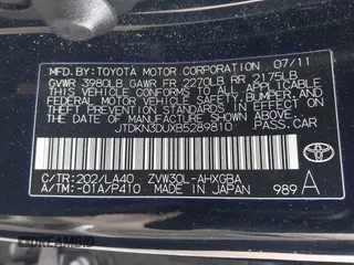 2011 Toyota Prius I with VIN JTDKN3DUXB5289810, listed as a IAAI auction lot 41935121 with 103,273 mi miles. Bid and sale history available at carsss.com. Image 9.