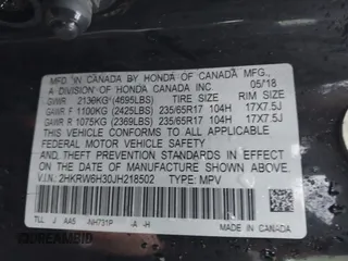 2018 Honda CR-V LX with VIN 2HKRW6H30JH218502, listed as a IAAI auction lot 41109826 with Not Provided miles. Bid and sale history available at carsss.com. Image 9.
