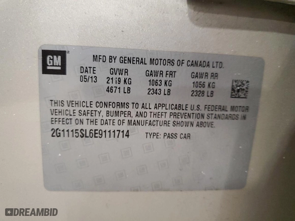 2014 Chevrolet Impala LT with VIN 2G1115SL6E9111714, listed as a Copart auction lot 52003615 with 81,092 mi miles and Clean Title. Bid and sale history available at carsss.com. Image 12.