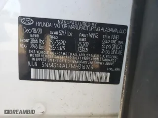 2021 Hyundai Santa Fe Limited with VIN 5NMS44AL7MH316966, listed as a Copart auction lot 45665785 with 60,176 mi miles and Salvage Title. Bid and sale history available at carsss.com. Image 13.