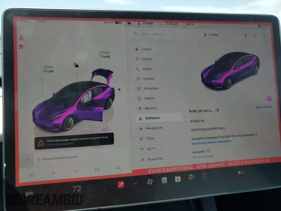 2023 Tesla Model 3 z VIN 5YJ3E1EA0PF571943, wystawiony jako Copart lot #58338235 z przebiegiem 41 584 mil mil oraz Szkoda całkowita • Salvage title. Historia ofert i sprzedaży dostępna na DreamBid. Obrazek 9.
