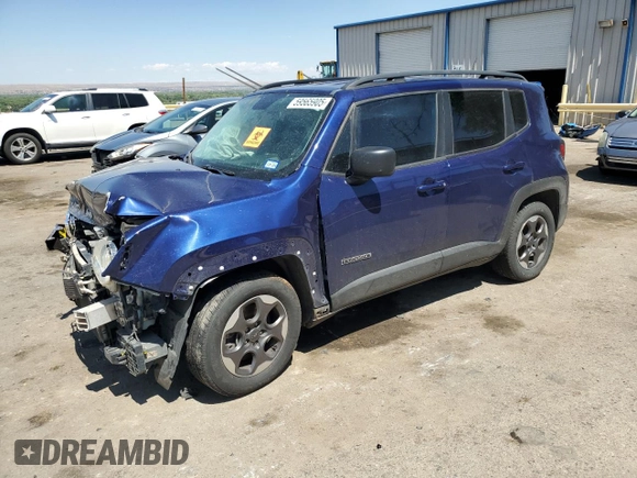 2017 Jeep Renegade Sport с VIN ZACCJAAB9HPE83087, выставлен на аукционе Copart как лот 59565905 с пробегом Не указан миль и Списание • Salvage title. История ставок и продаж доступна на DreamBid. Изображение 1.
