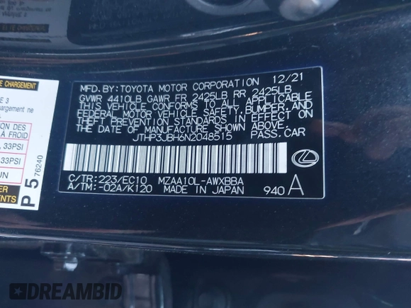 2022 Lexus UX 200 z VIN JTHP3JBH6N2048515, wystawiony jako IAAI lot #41817741 z przebiegiem Nie podano mil oraz . Historia ofert i sprzedaży dostępna na DreamBid. Obrazek 9.