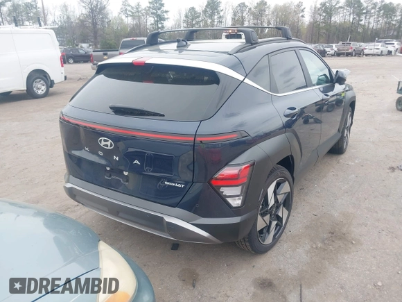 2024 Hyundai Kona Limited with VIN KM8HECA32RU172367, listed as a IAAI auction lot 41951008 with 7,306 mi miles and . Bid and sale history available at carsss.com. Image 4.