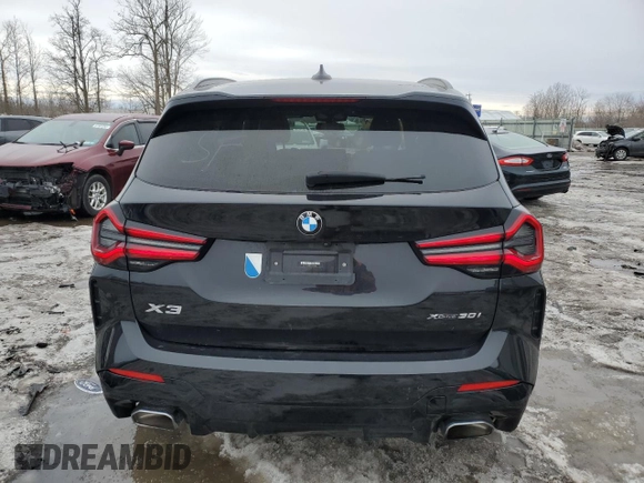 2022 BMW X3 xDrive30i with VIN 5UX53DP09N9K43964, listed as a Copart auction lot 48663145 with 32,306 mi miles and Salvage Title. Bid and sale history available at DreamBid. Image 6.