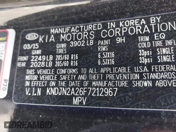 2015 Kia Soul z VIN KNDJN2A26F7212967, wystawiony jako IAAI lot #42370638 z przebiegiem 131 821 mil mil oraz . Historia ofert i sprzedaży dostępna na DreamBid. Obrazek 9.