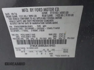 2016 Ford Flex SE with VIN 2FMGK5B88GBA18405, listed as a IAAI auction lot 40764055 with 285,137 mi miles. Bid and sale history available at carsss.com. Image 9.