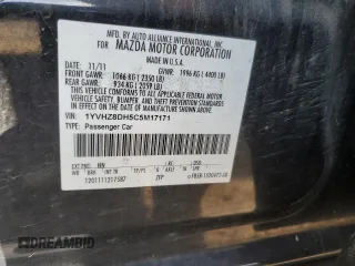 2012 Mazda 6 i Touring with VIN 1YVHZ8DH5C5M17171, listed as a Copart auction lot 59031505 with 162,104 mi miles and Salvage title. Bid and sale history available at DreamBid. Image 12.