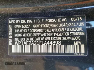 2015 Porsche Cayenne Diesel with VIN WP1AF2A21FLA44898, listed as a Copart auction lot 49948175 with 117,291 mi miles and Salvage title. Bid and sale history available at DreamBid. Image 12.