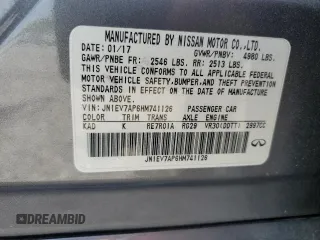 2017 Infiniti Q50 Signature Edition with VIN JN1EV7AP6HM741126, listed as a Copart auction lot 56382825 with 158,579 mi miles and Salvage title. Bid and sale history available at DreamBid. Image 12.