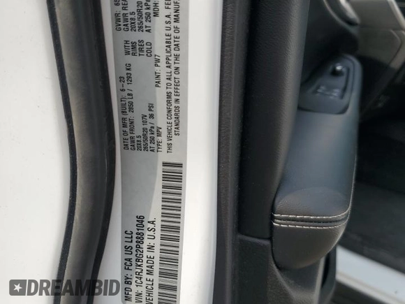 2023 Jeep Grand Cherokee Limited with VIN 1C4RJKBG2P8881046, listed as a Copart auction lot 59696535 with 27,126 mi miles and Salvage title. Bid and sale history available at DreamBid. Image 14.