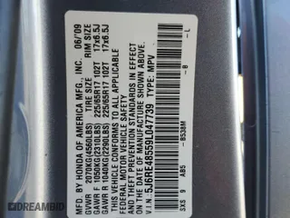 2009 Honda CR-V EX with VIN 5J6RE48559L047739, listed as a Copart auction lot 88976065 with 152,130 mi miles and Salvage Title. Bid and sale history available at carsss.com. Image 16.
