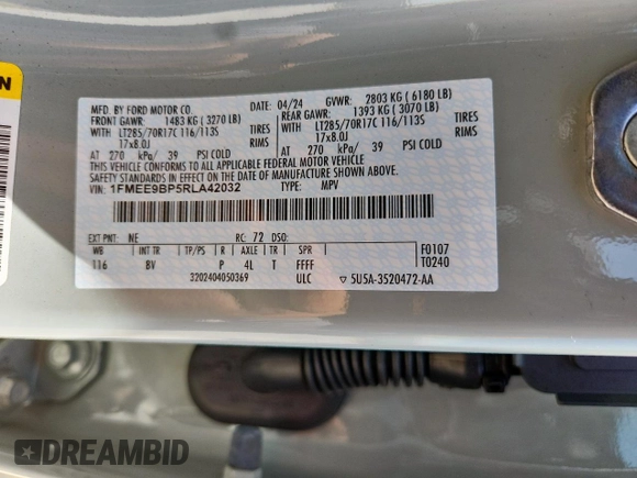 2024 Ford Bronco Badlands with VIN 1FMEE9BP5RLA42032, listed as a Copart auction lot 66133425 with 4,143 mi miles and Salvage title. Bid and sale history available at DreamBid. Image 12.