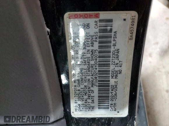 2000 Toyota Celica GT z VIN JTDDR32T4Y0040075, wystawiony jako Copart lot #81778264 z przebiegiem 237 802 mil mil oraz Szkoda całkowita • Salvage title. Historia ofert i sprzedaży dostępna na DreamBid. Obrazek 12.