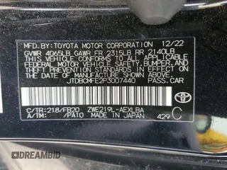 2023 Toyota Corolla Hybrid LE with VIN JTDBCMFE2P3007440, listed as a Copart auction lot 47140785 with 20,620 mi miles and Salvage Title. Bid and sale history available at carsss.com. Image 15.