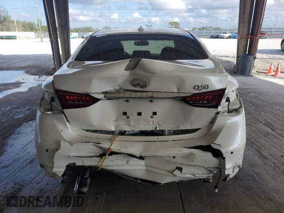2023 Infiniti Q50 Luxe with VIN JN1EV7BPXPM510470, listed as a Copart auction lot 44040375 with 19,824 mi miles and Salvage Title. Bid and sale history available at DreamBid. Image 6.