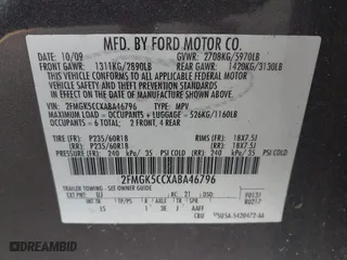 2010 Ford Flex SEL with VIN 2FMGK5CCXABA46796, listed as a IAAI auction lot 42081649 with 249,131 mi miles. Bid and sale history available at carsss.com. Image 9.