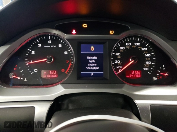 2009 Audi A6 with VIN WAUXG74F19N032681, listed as a Copart auction lot 68731214 with 241,768 mi miles and Salvage title. Bid and sale history available at DreamBid. Image 9.