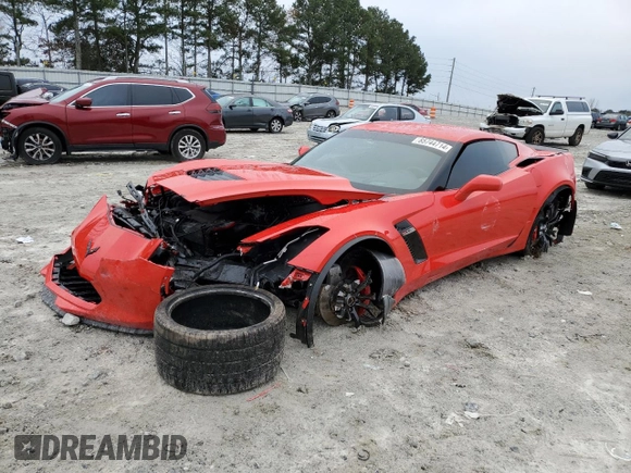 2019 Chevrolet Corvette Z06 2LZ with VIN 1G1YS2D68K5605762, listed as a Copart auction lot 85744714 with 6,485 mi miles and Salvage Title. Bid and sale history available at carsss.com. Image 1.