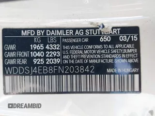 2015 Mercedes-Benz CLA 250 with VIN WDDSJ4EB8FN203842, listed as a IAAI auction lot 41734568 with 143,848 mi miles and . Bid and sale history available at DreamBid. Image 9.