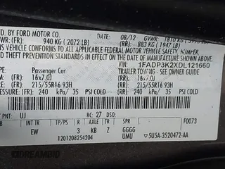 2013 Ford Focus SE with VIN 1FADP3K2XDL121660, listed as a IAAI auction lot 41984336 with 166,295 mi miles. Bid and sale history available at carsss.com. Image 9.