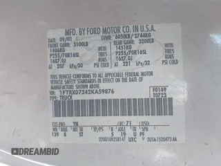 2002 Ford F-150 XL with VIN 1FTRX07242KA59876, listed as a IAAI auction lot 42673613 with 85,536 mi miles and . Bid and sale history available at DreamBid. Image 9.