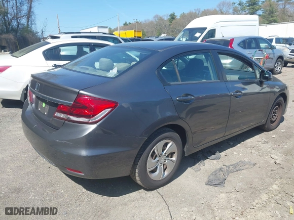 2013 Honda Civic Sdn LX with VIN 2HGFB2F59DH524429, listed as a IAAI auction lot 42114834 with 280,101 mi miles. Bid and sale history available at carsss.com. Image 4.