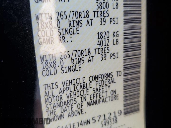 2017 Nissan Titan S with VIN 1N6AA1EJ4HN571219, listed as a Copart auction lot 43154215 with 63,876 mi miles and Salvage Title. Bid and sale history available at carsss.com. Image 13.