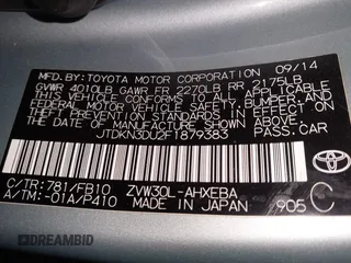 2015 Toyota Prius Four with VIN JTDKN3DU2F1879383, listed as a IAAI auction lot 41447300 with 60,213 mi miles. Bid and sale history available at carsss.com. Image 9.