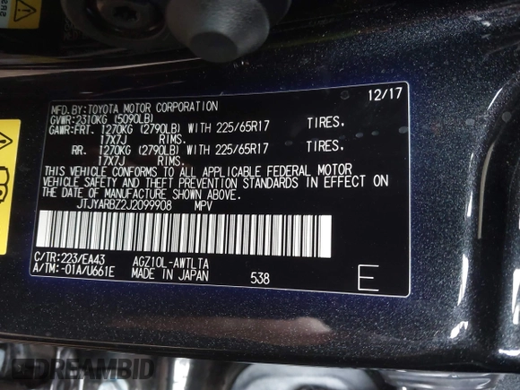 2018 Lexus NX 300 z VIN JTJYARBZ2J2099908, wystawiony jako IAAI lot #41723113 z przebiegiem 70 877 mil mil oraz . Historia ofert i sprzedaży dostępna na DreamBid. Obrazek 9.
