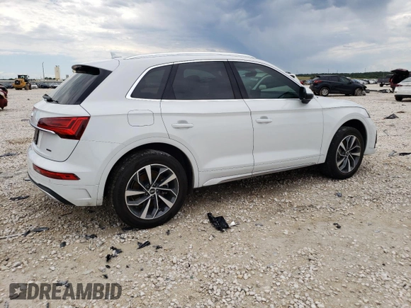 2021 Audi Q5 with VIN WA1AABFYXM2050645, listed as a Copart auction lot 53162383 with 23,012 mi miles and . Bid and sale history available at DreamBid. Image 3.