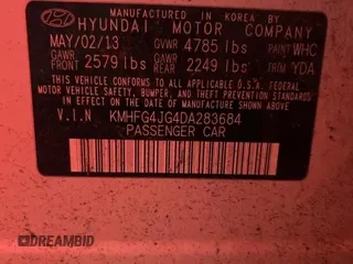 2013 Hyundai Azera с VIN KMHFG4JG4DA283684, выставлен на аукционе Copart как лот 62190285 с пробегом 58 994 миль миль и Чистый • Clean title. История ставок и продаж доступна на DreamBid. Изображение 10.