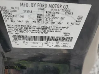 2010 Ford Escape XLT with VIN 1FMCU0DG9AKD48731, listed as a Copart auction lot 46532285 with 260,547 mi miles and Salvage Title. Bid and sale history available at carsss.com. Image 13.