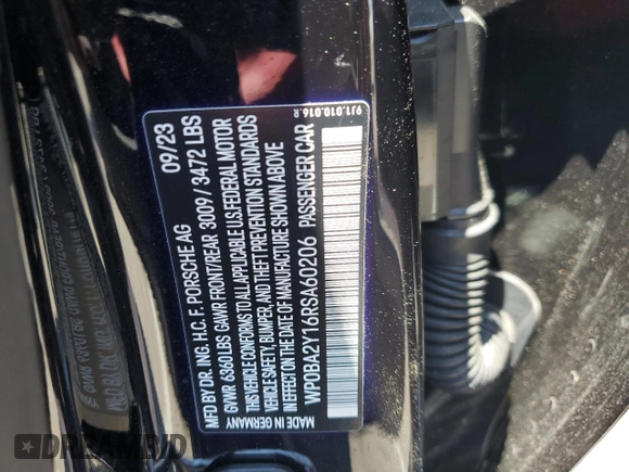 2024 Porsche Taycan 4 with VIN WP0BA2Y16RSA60206, listed as a Copart auction lot 62514854 with 753 mi miles and Salvage title. Bid and sale history available at DreamBid. Image 14.