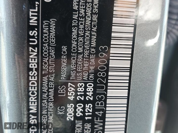 2018 Mercedes-Benz C 300 with VIN 55SWF4JB3JU280093, listed as a Copart auction lot 64334245 with 65,251 mi miles and Salvage title. Bid and sale history available at DreamBid. Image 12.