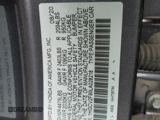 2020 Honda Accord Touring with VIN 1HGCV2F90LA028218, listed as a Copart auction lot 54593945 with 109,080 mi miles and Salvage title. Bid and sale history available at DreamBid. Image 12.