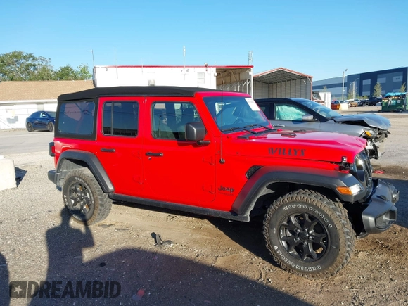 2022 Jeep Wrangler Unlimited Willys with VIN 1C4HJXDN3NW129708, listed as a IAAI auction lot 42025893 with 14,548 mi miles and . Bid and sale history available at DreamBid. Image 13.