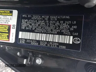 2020 Lexus ES 350 with VIN 58ADZ1B17LU054898, listed as a IAAI auction lot 42673828 with 17,996 mi miles and . Bid and sale history available at DreamBid. Image 9.