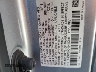 2018 Honda CR-V LX with VIN 2HKRW5H34JH412931, listed as a Copart auction lot 49369895 with 138,709 mi miles and Salvage Title. Bid and sale history available at carsss.com. Image 13.