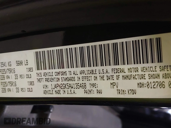 2010 Jeep Liberty Sport с VIN 1J4PN2GK5AW135468, выставлен на аукционе IAAI как лот 42763641 с пробегом 110 650 миль миль и . История ставок и продаж доступна на DreamBid. Изображение 9.