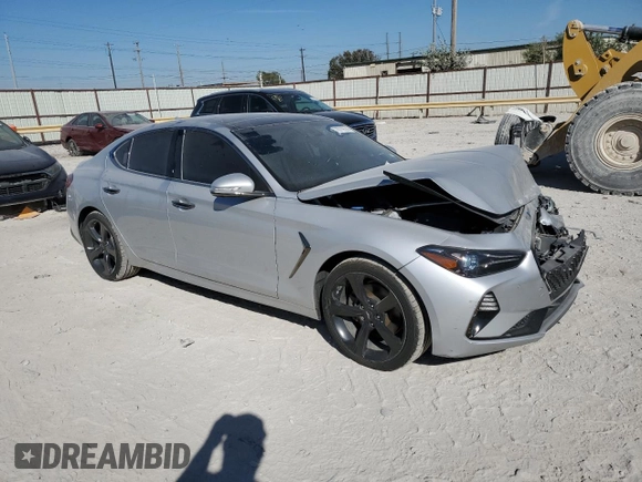 2019 Genesis G70 Advanced with VIN KMTG44LA1KU044908, listed as a Copart auction lot 76779574 with 51,678 mi miles and Salvage title. Bid and sale history available at DreamBid. Image 4.