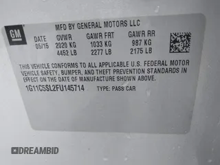 2015 Chevrolet Malibu LT with VIN 1G11C5SL2FU145714, listed as a IAAI auction lot 41554433 with 117,754 mi miles and . Bid and sale history available at DreamBid. Image 9.