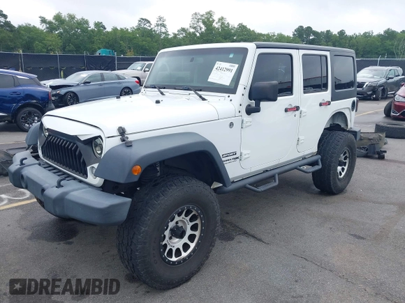 2018 Jeep Wrangler Unlimited Sport S with VIN 1C4BJWDG6JL818719, listed as a IAAI auction lot 42412991 with 58,399 mi miles and . Bid and sale history available at DreamBid. Image 17.