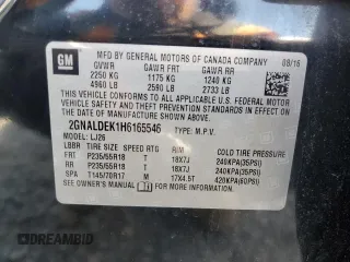 2017 Chevrolet Equinox Premier with VIN 2GNALDEK1H6165546, listed as a Copart auction lot 54085725 with 138,571 mi miles and Clean Title. Bid and sale history available at carsss.com. Image 13.