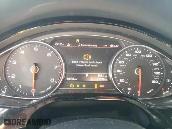 2015 Audi A8 3.0T with VIN WAU3GAFD3FN027632, listed as a Copart auction lot 49260355 with 97,076 mi miles and Salvage Title. Bid and sale history available at DreamBid. Image 9.